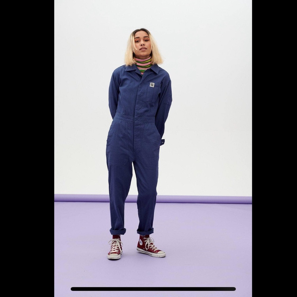 Lucy & Yak Carmen 100% Organic Cotton Boilersuit in Navy Blue. Size Small.